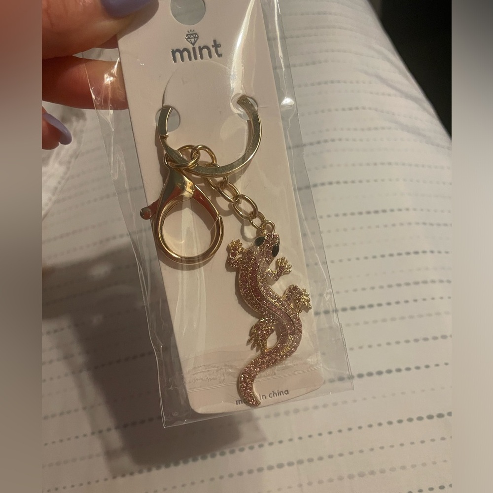 Pink Lizard bag charm